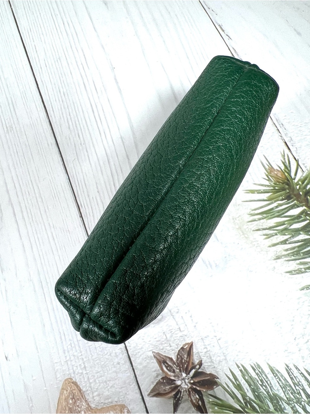 🦆 DOONEY & BOURKE AWL PEBBLED KISSLOCK COIN POUCH IN FOREST GREEN WITH TAN TRIM - Picture 5 of 9